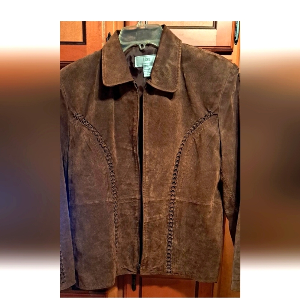 Ladies Boho 100% Suede JACKET SIZE MED Western Vintage Style Southwest Y2K
